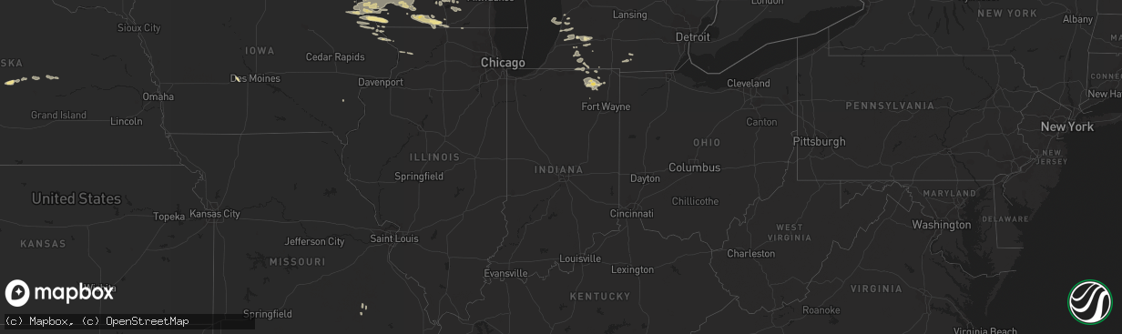 Hail map in Indiana on June 17, 2021