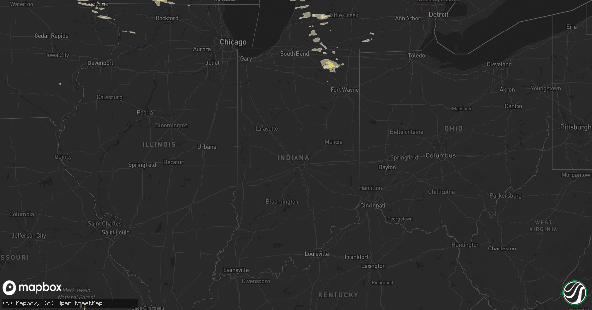 Hail map in Indiana on June 17, 2021