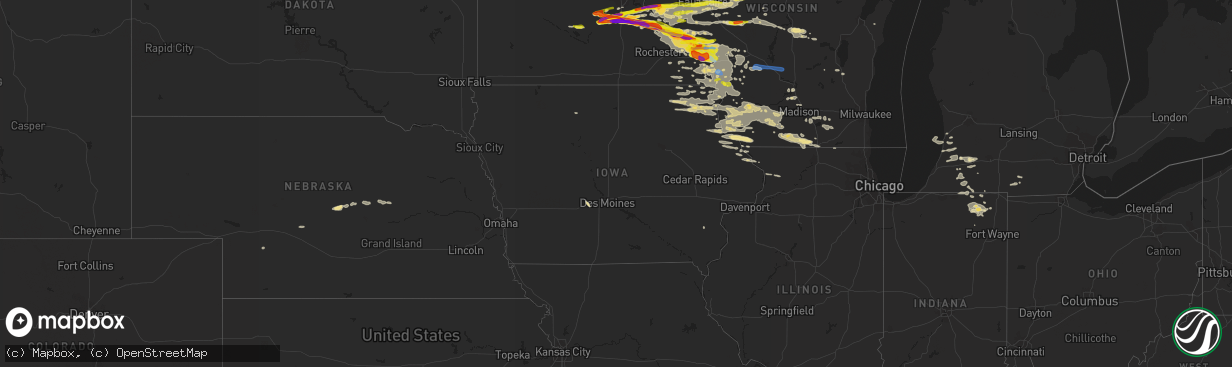 Hail map in Iowa on June 17, 2021