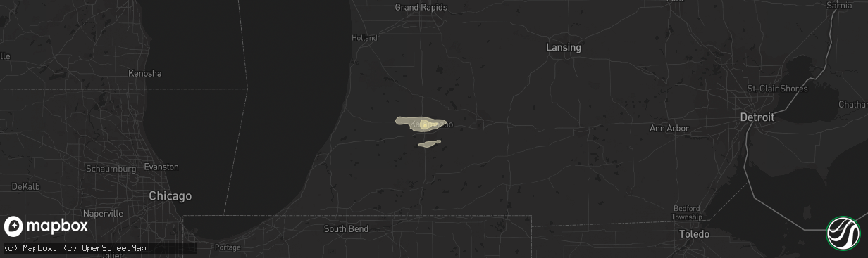 Hail map in Kalamazoo, MI on June 17, 2021