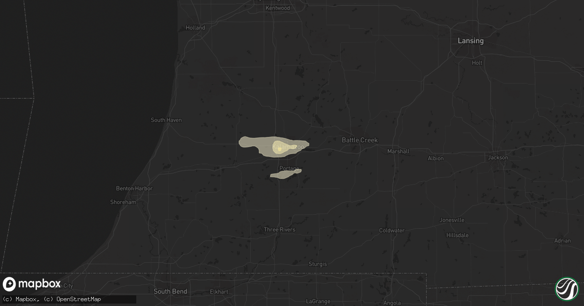 Hail map in Kalamazoo, MI on June 17, 2021
