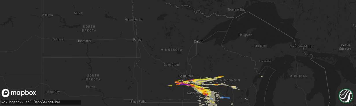 Hail map in Minnesota on June 17, 2021