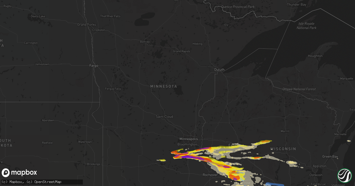 Hail map in Minnesota on June 17, 2021