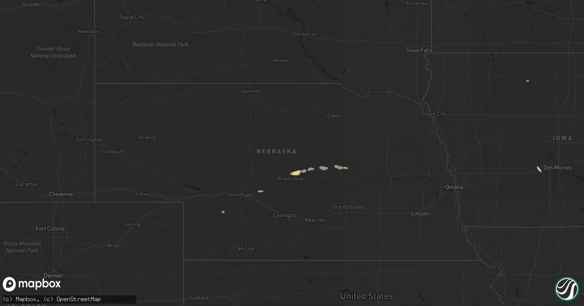 Hail map in Nebraska on June 17, 2021