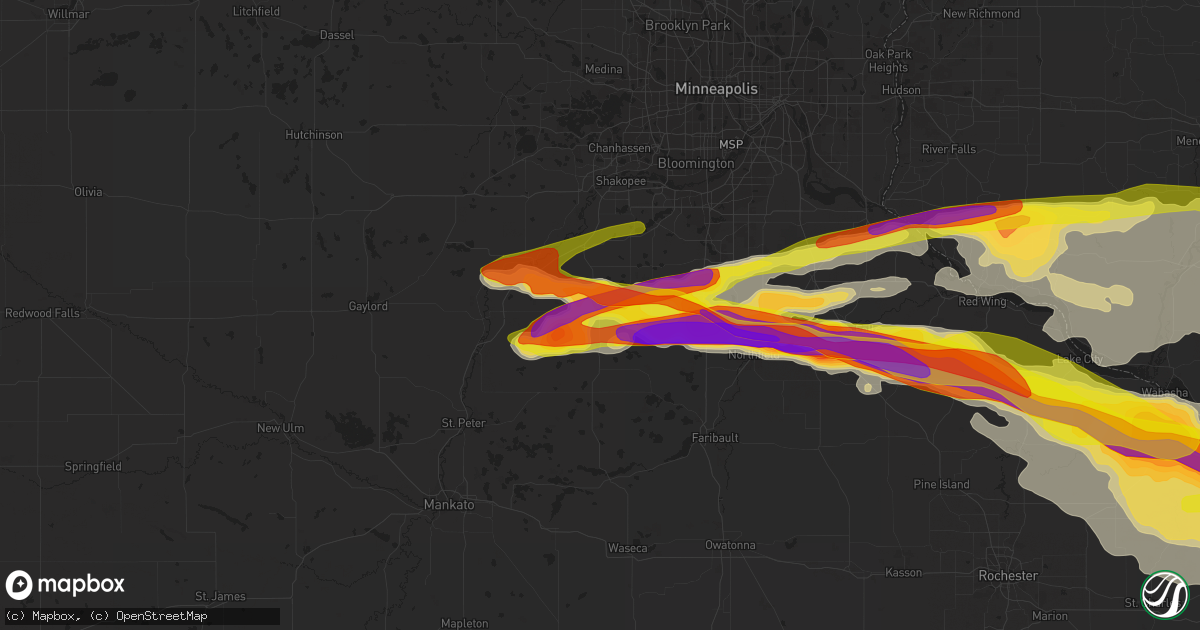 Hail map in New Prague, MN on June 17, 2021