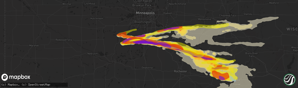 Hail map in Northfield, MN on June 17, 2021