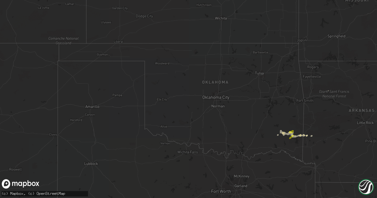 Hail map in Oklahoma on June 17, 2021