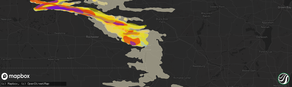 Hail map in Onalaska, WI on June 17, 2021