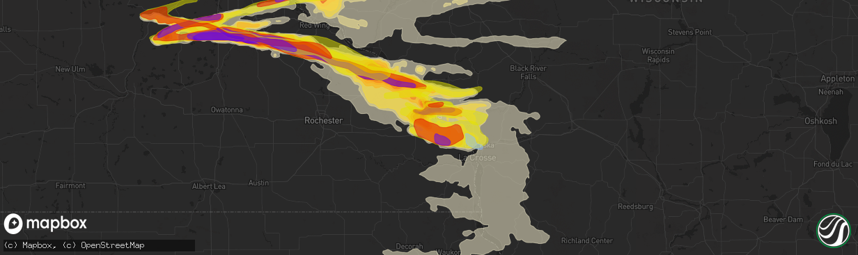 Hail map in Winona, MN on June 17, 2021