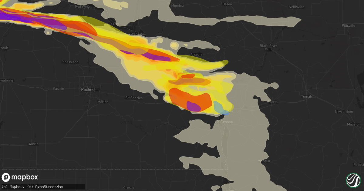 Hail map in Winona, MN on June 17, 2021