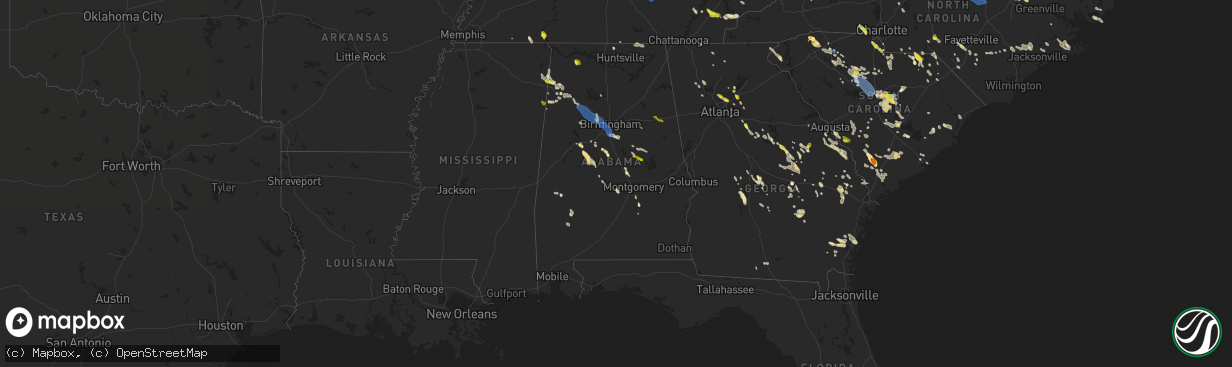 Hail map in Alabama on June 17, 2022