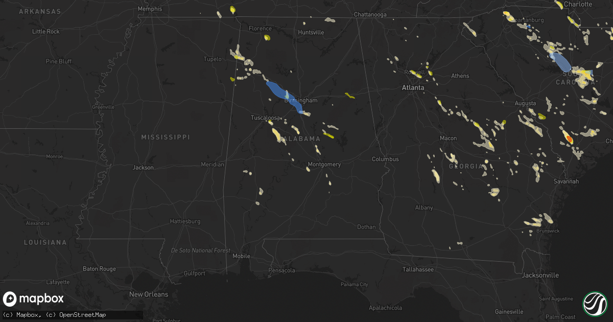 Hail map in Alabama on June 17, 2022