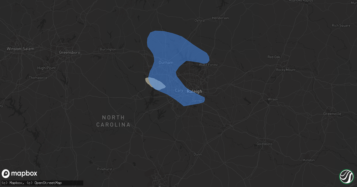 Hail map in Cary, NC on June 17, 2022