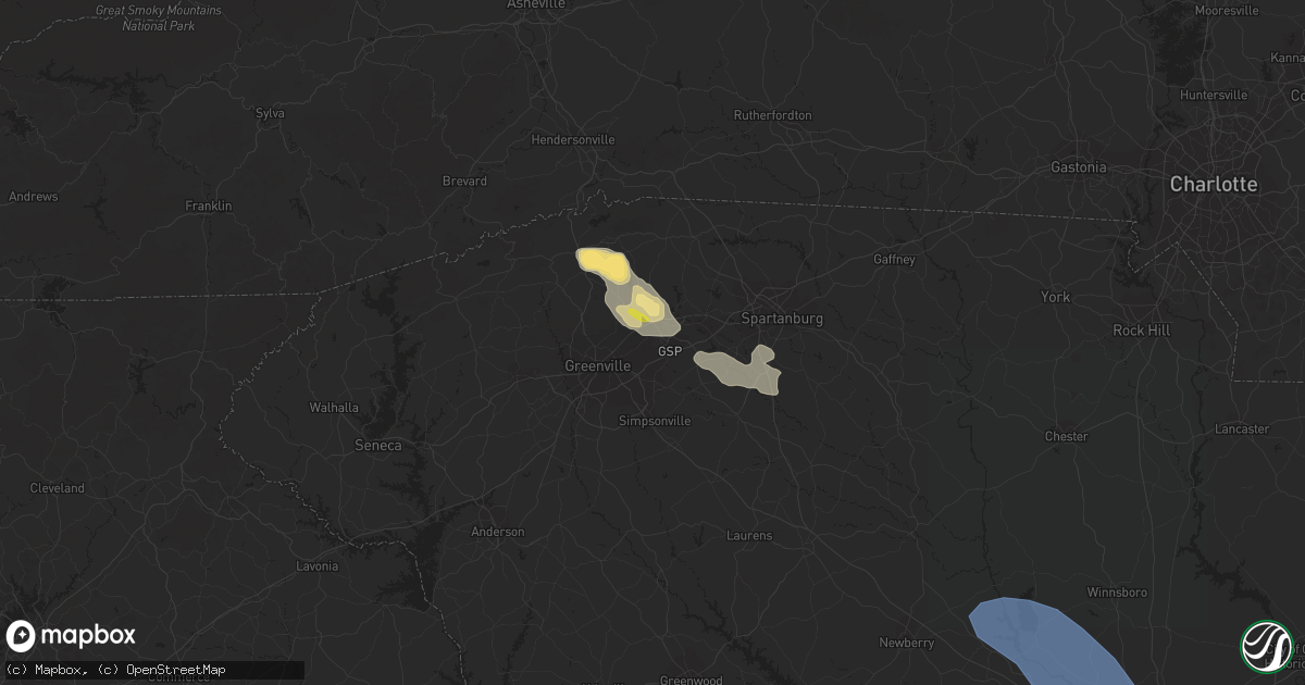 Hail map in Greer, SC on June 17, 2022