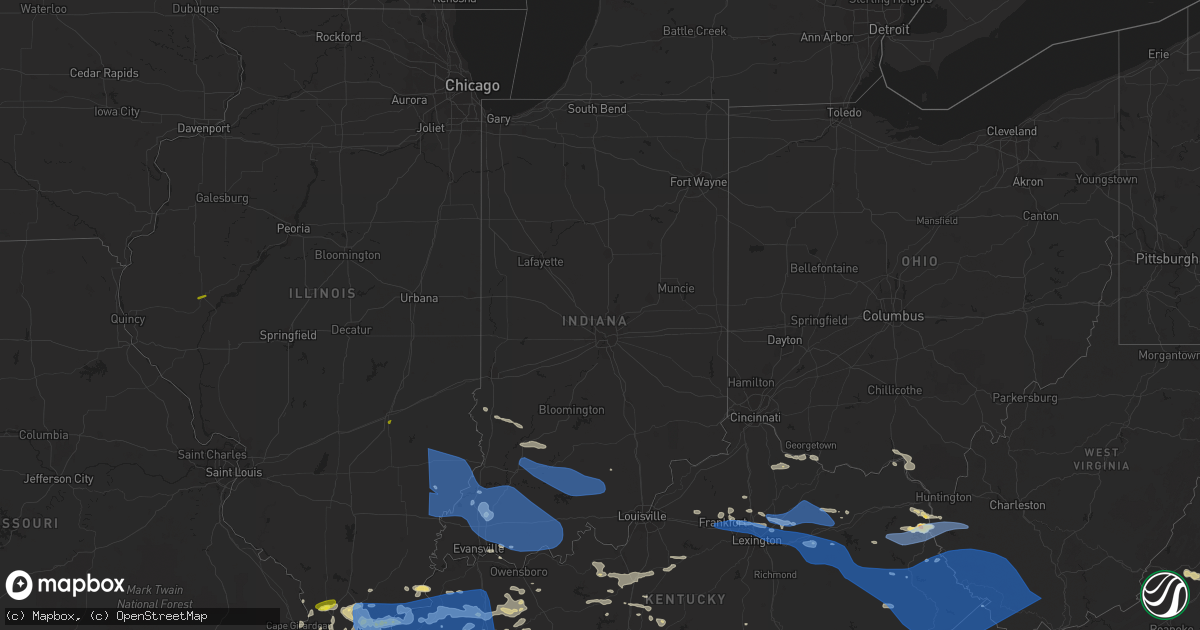 Hail map in Indiana on June 17, 2022