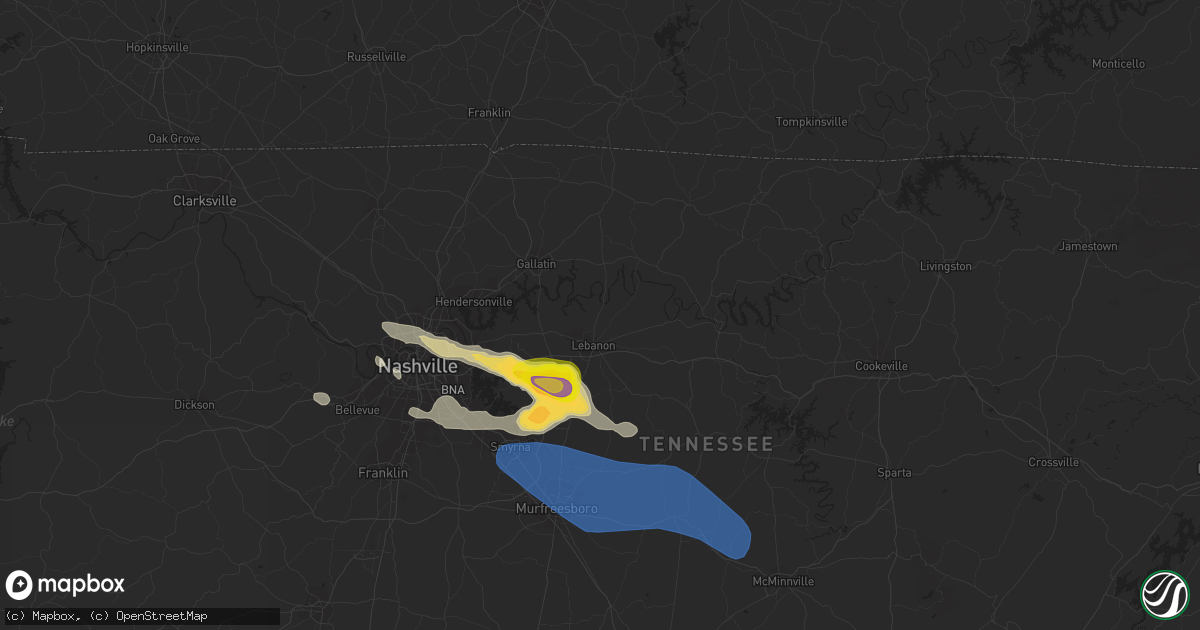 Hail map in Lebanon, TN on June 17, 2022