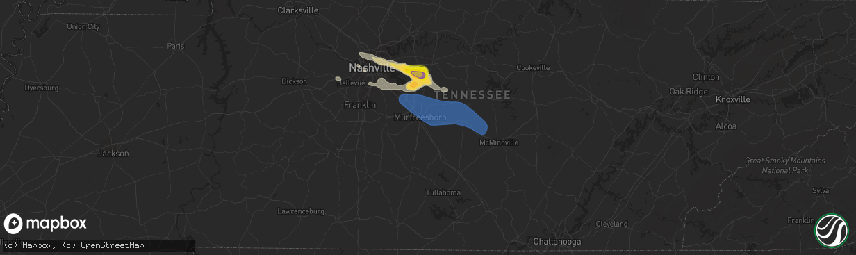 Hail map in Murfreesboro, TN on June 17, 2022