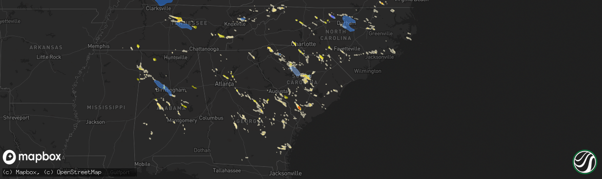 Hail map in South Carolina on June 17, 2022