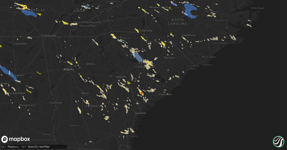Hail map in South Carolina on June 17, 2022