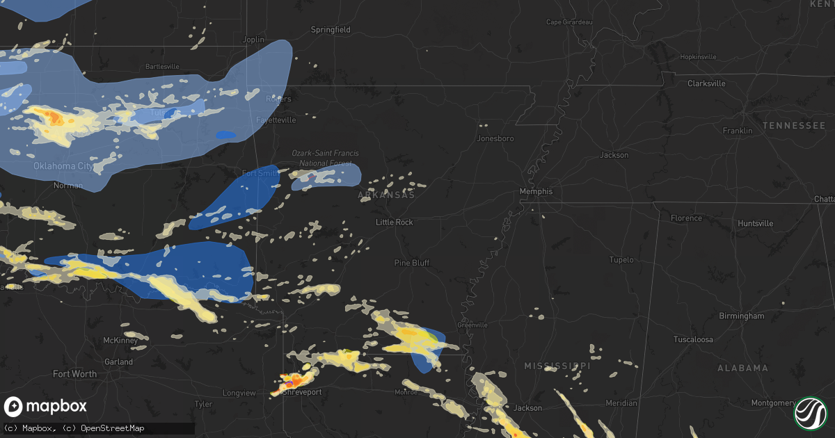 Hail map in Arkansas on June 17, 2023