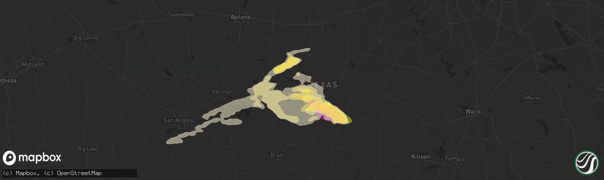 Hail map in Brownwood, TX on June 17, 2023