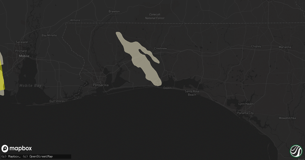 Hail map in Fort Walton Beach, FL on June 17, 2023