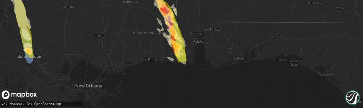 Hail map in Grand Bay, AL on June 17, 2023