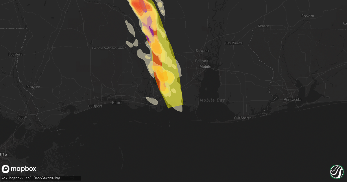 Hail map in Grand Bay, AL on June 17, 2023