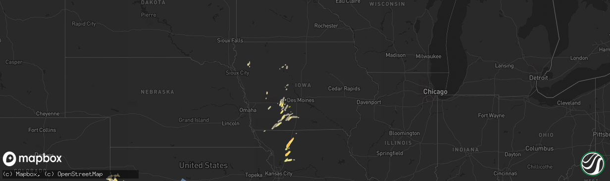 Hail map in Iowa on June 17, 2023