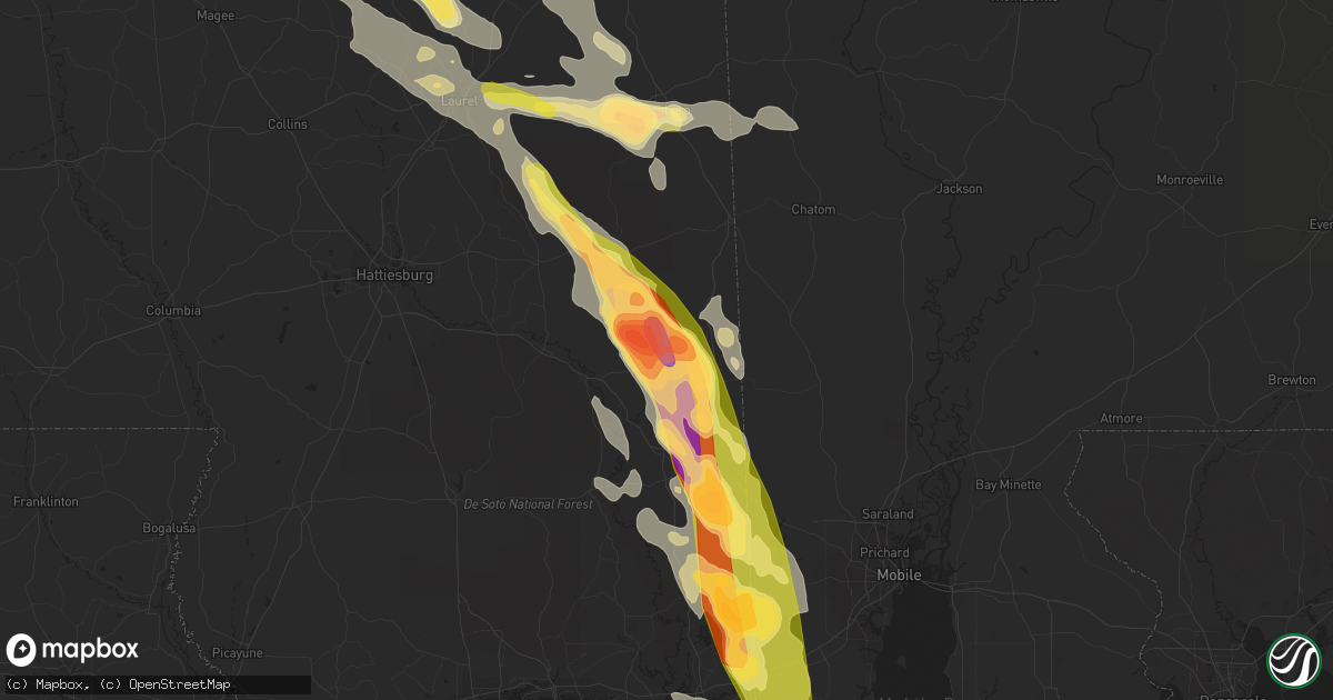 Hail map in Leakesville, MS on June 17, 2023
