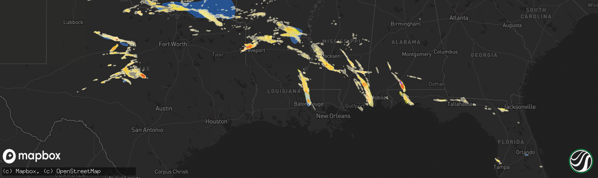 Hail map in Louisiana on June 17, 2023