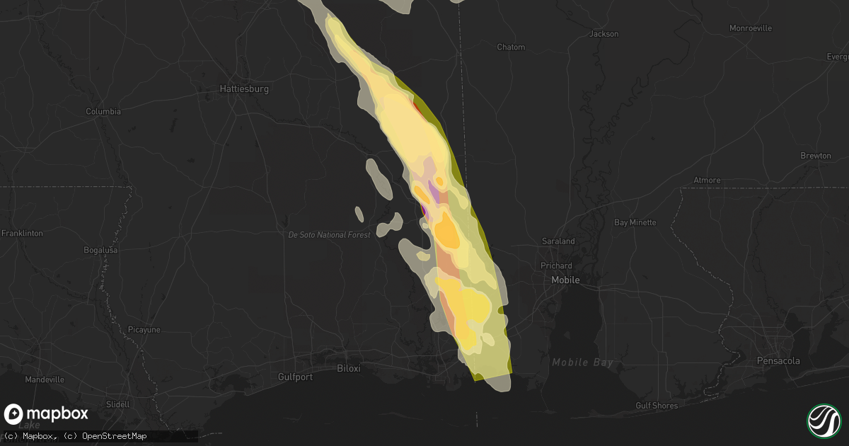 Hail map in Lucedale, MS on June 17, 2023