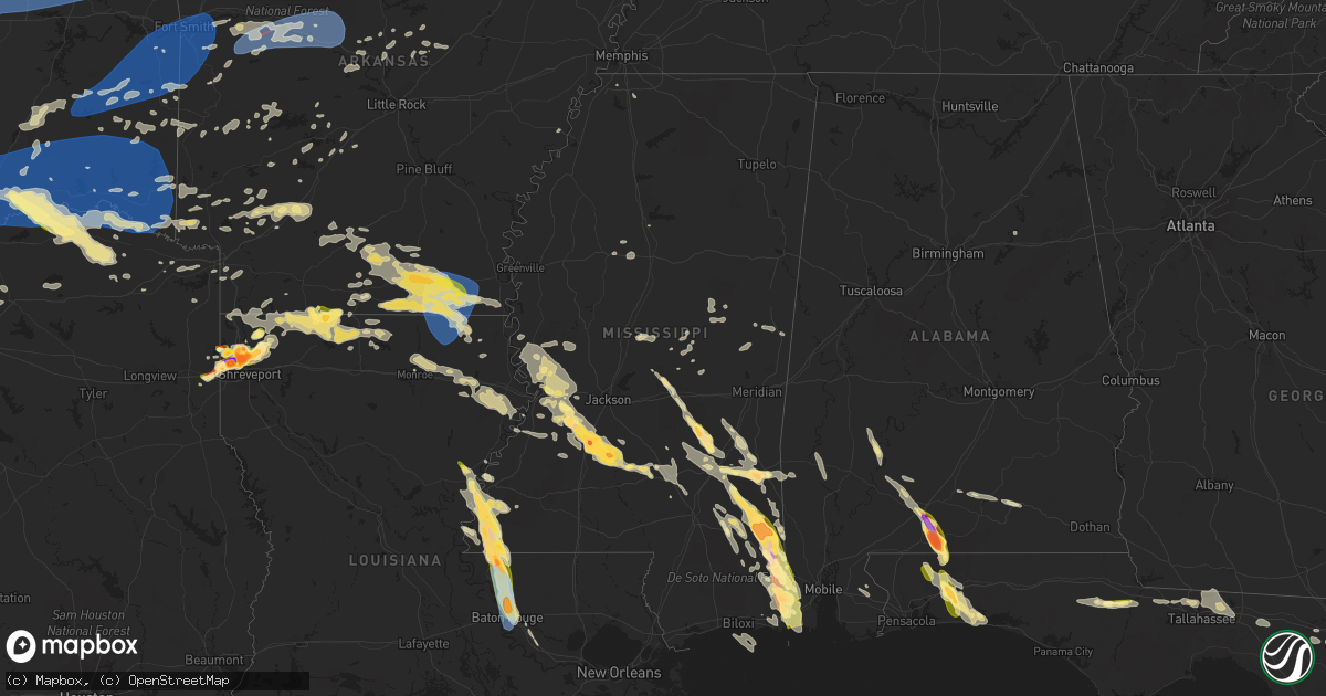 Hail map in Mississippi on June 17, 2023