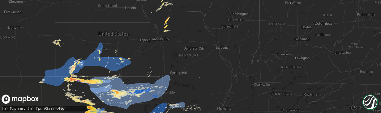 Hail map in Missouri on June 17, 2023