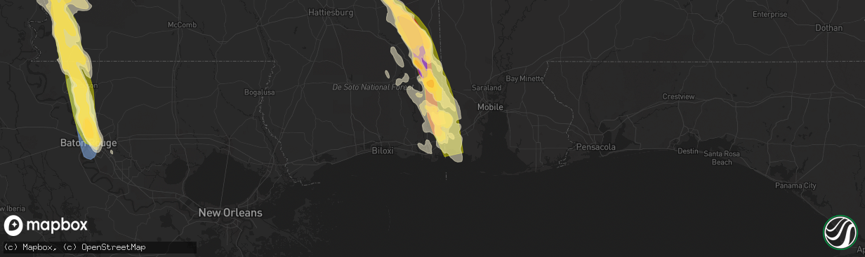 Hail map in Moss Point, MS on June 17, 2023