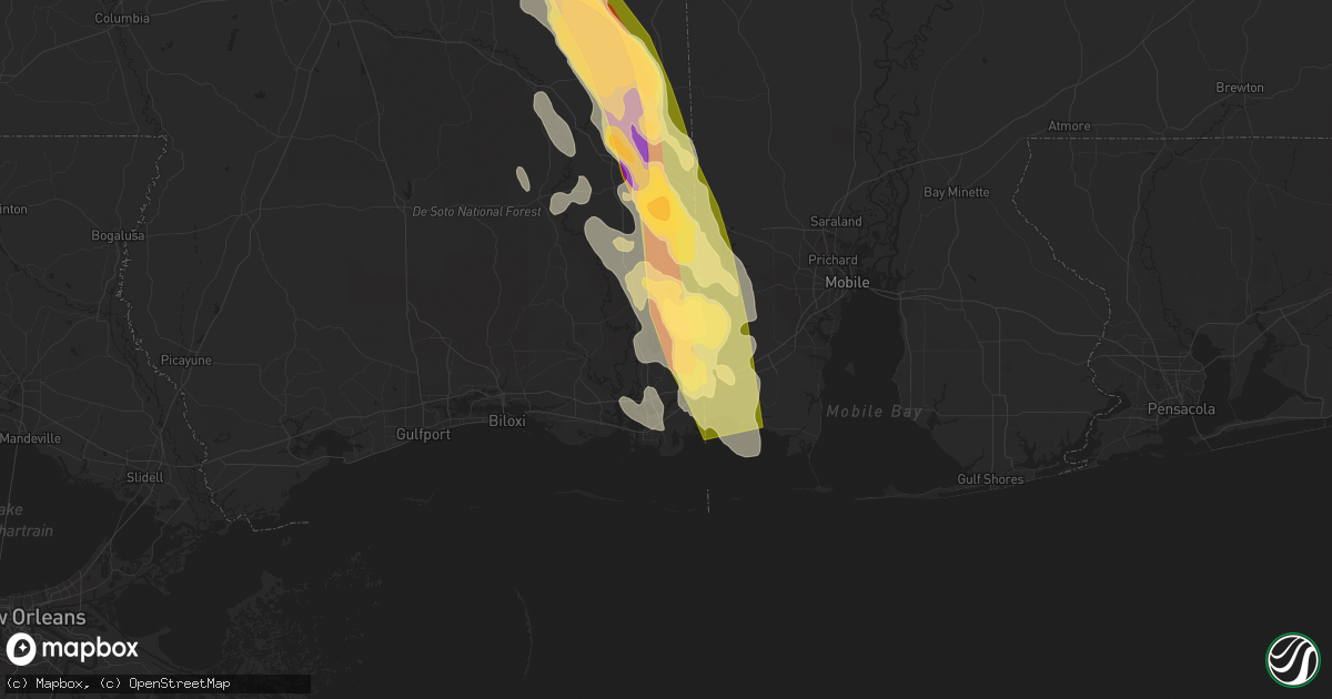 Hail map in Moss Point, MS on June 17, 2023