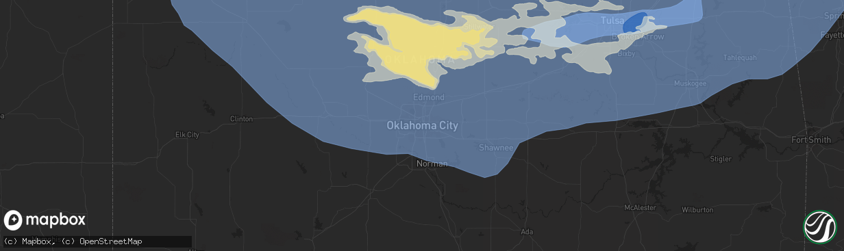 Hail map in Oklahoma City, OK on June 17, 2023