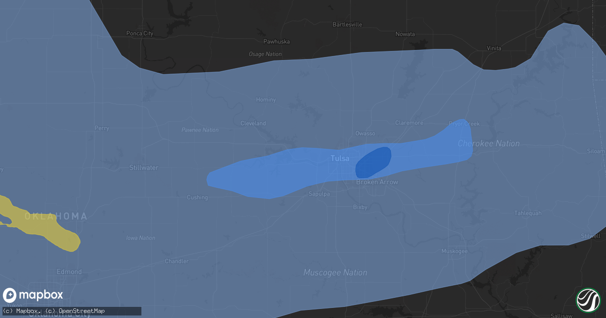 Hail map in Sand Springs, OK on June 17, 2023