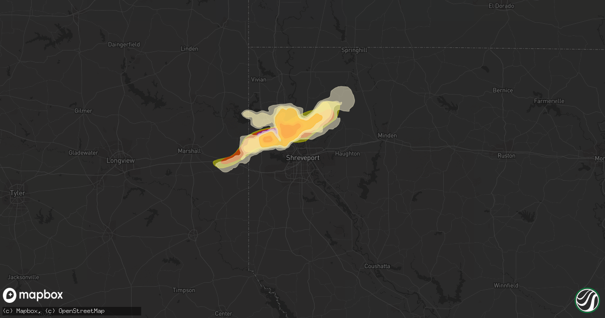 Hail map in Shreveport, LA on June 17, 2023