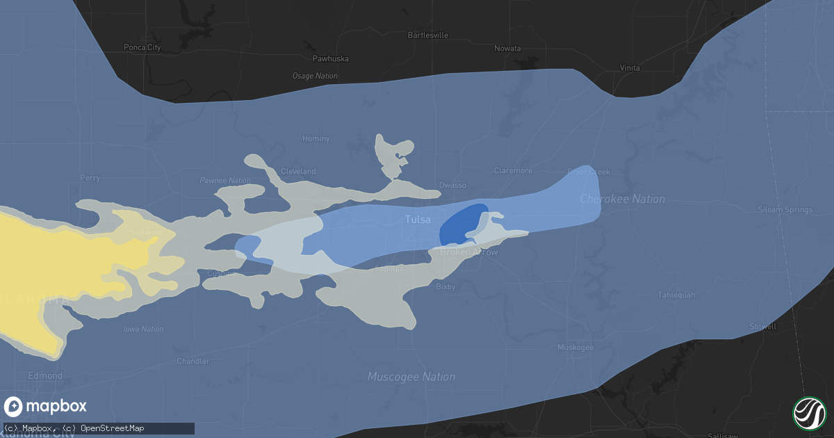 Hail map in Tulsa, OK on June 17, 2023