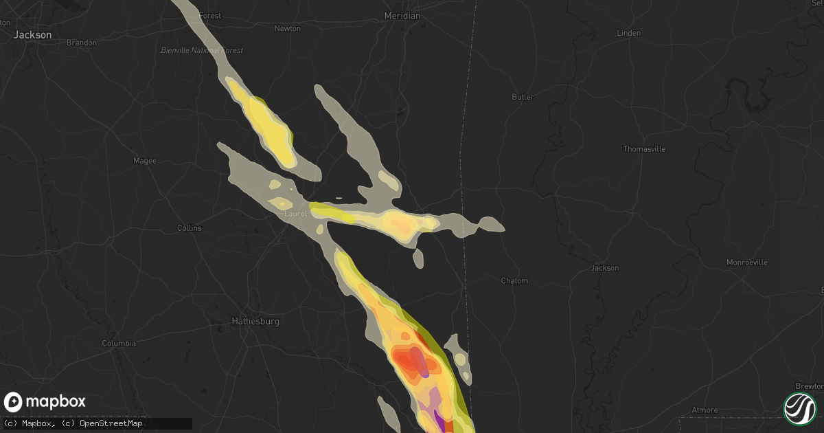 Hail map in Waynesboro, MS on June 17, 2023