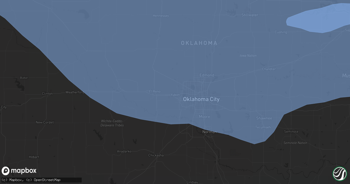 Hail map in Yukon, OK on June 17, 2023