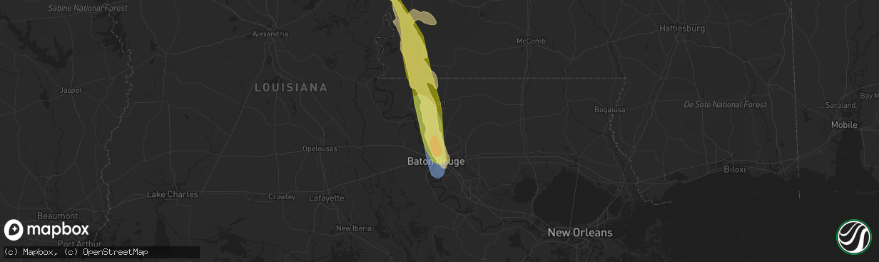 Hail map in Zachary, LA on June 17, 2023