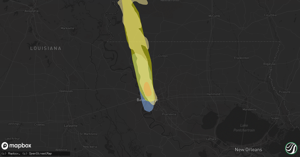 Hail map in Zachary, LA on June 17, 2023