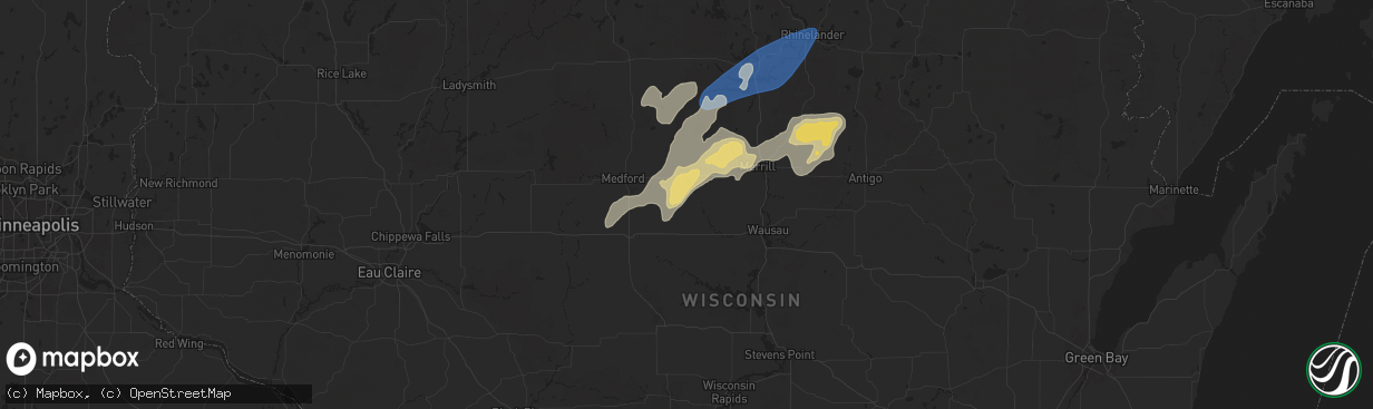 Hail map in Athens, WI on June 17, 2024