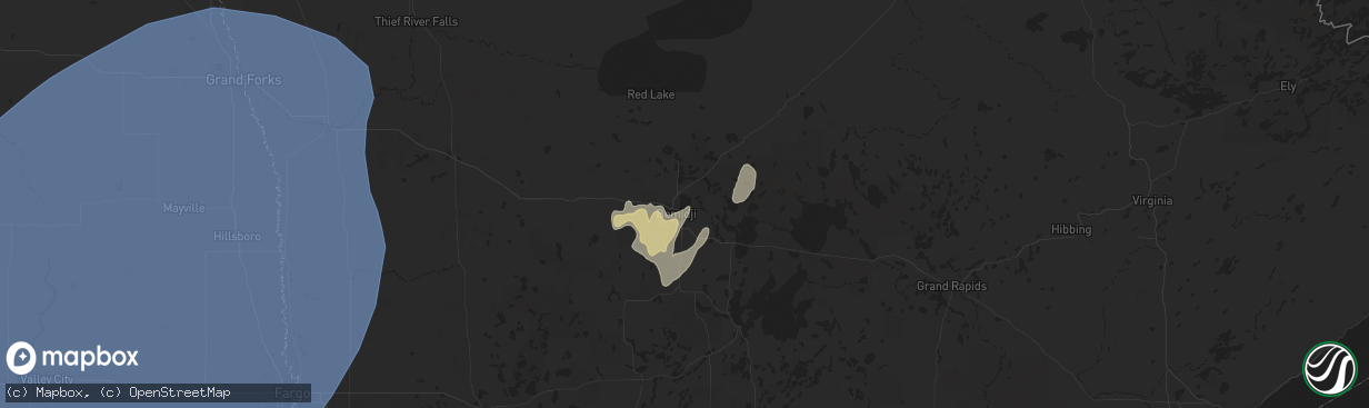 Hail map in Bemidji, MN on June 17, 2024