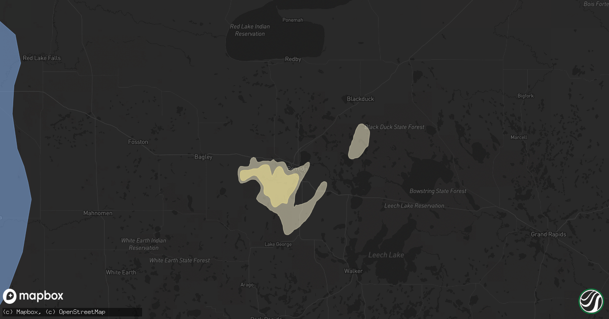 Hail map in Bemidji, MN on June 17, 2024