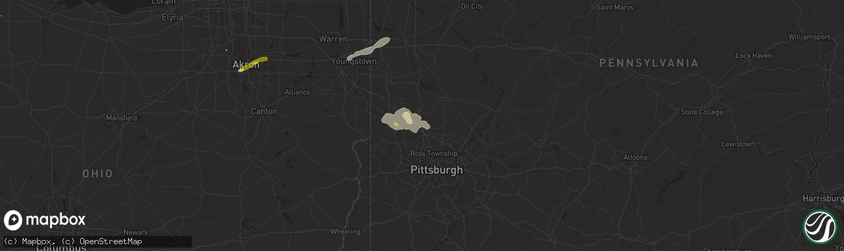 Hail map in Cranberry Township, PA on June 17, 2024