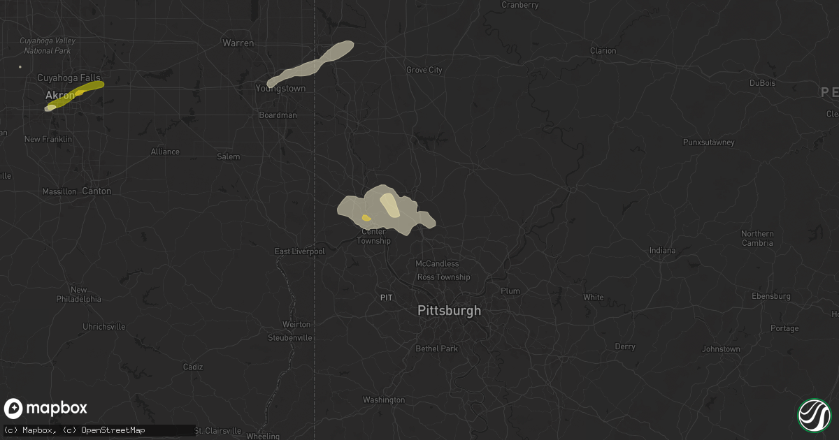 Hail map in Cranberry Township, PA on June 17, 2024