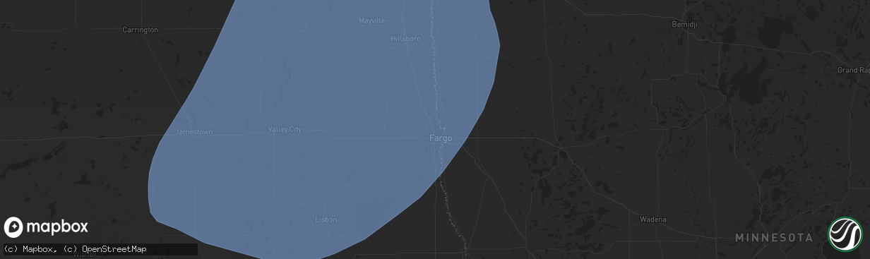 Hail map in Fargo, ND on June 17, 2024